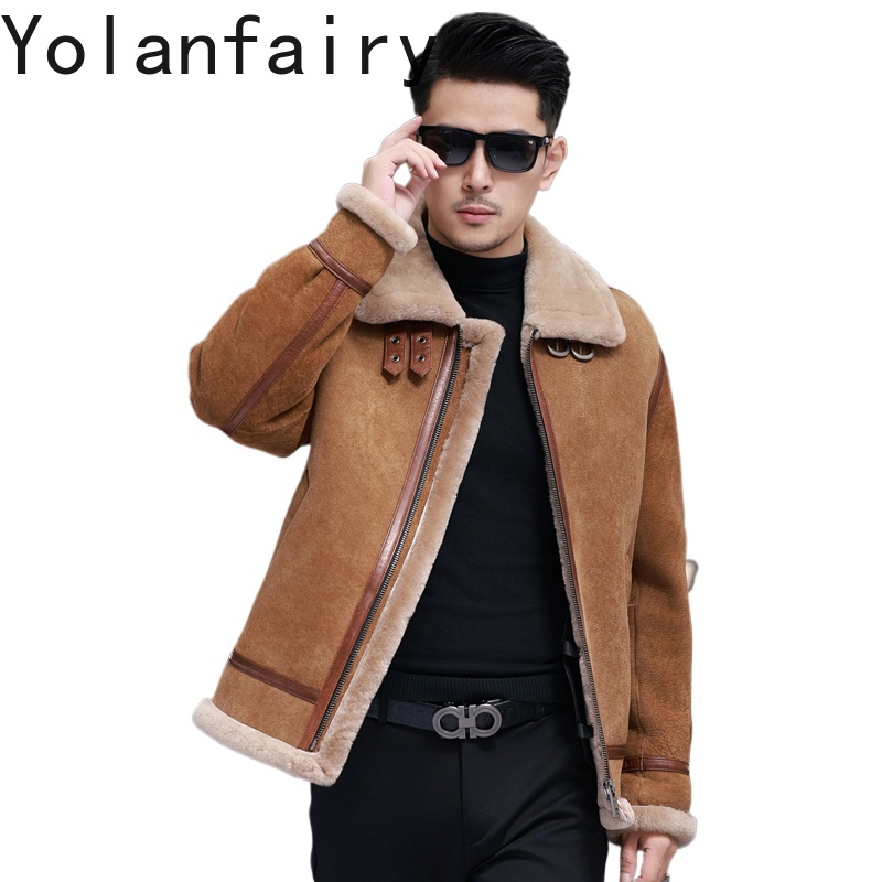 Quality Winter Clothing Jacket - YOLANFAIRY Hoge kwaliteit echte schapenvacht lederen