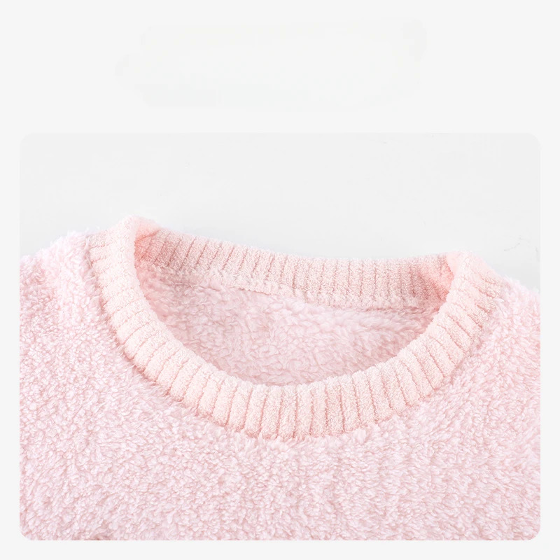 Winter Clothing For Women - Roze strik pyjama lange mouw ronde