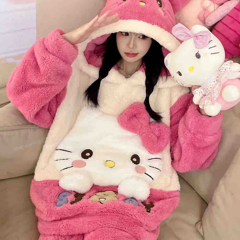 Winter Clothing For Women - Hello Kitties Kuromi Dames Cartoon Lange