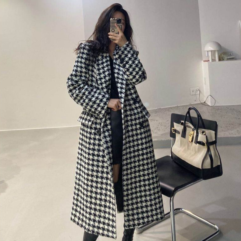 Houndstooth Blends Dames Lange - Winter Clothing In French recensie en prijs
