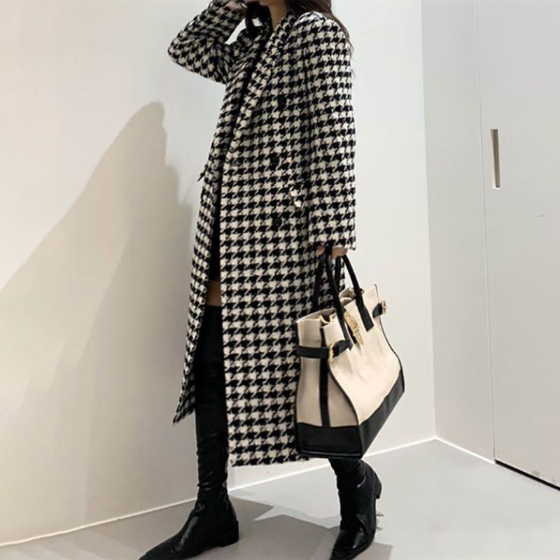 Houndstooth Blends Dames Lange - Winter Clothing In French recensie en prijs