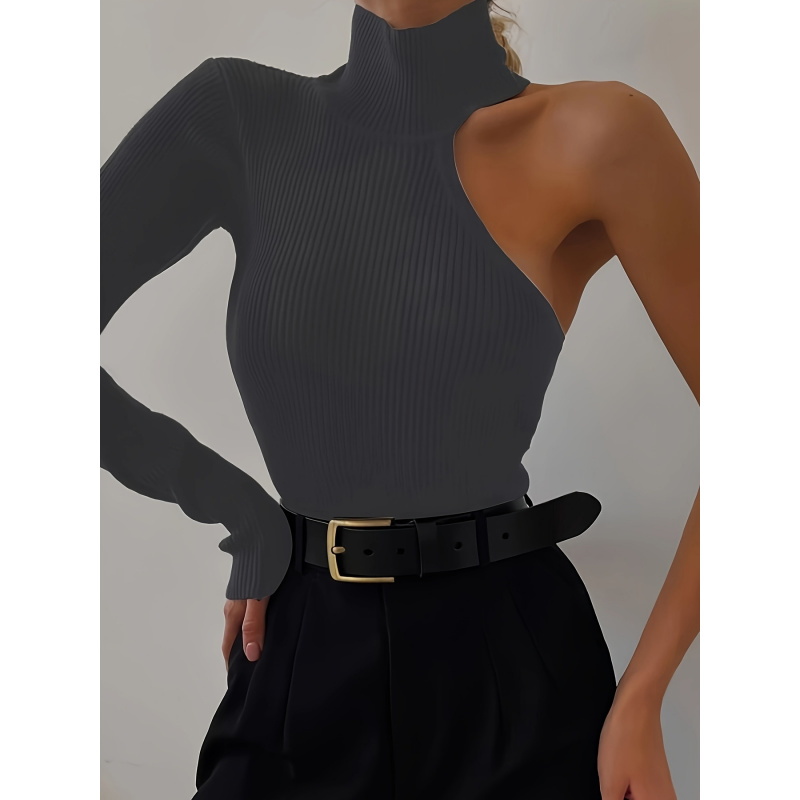 Effen asymmetrische geribbelde - Winter Clothing For Women recensie en prijs